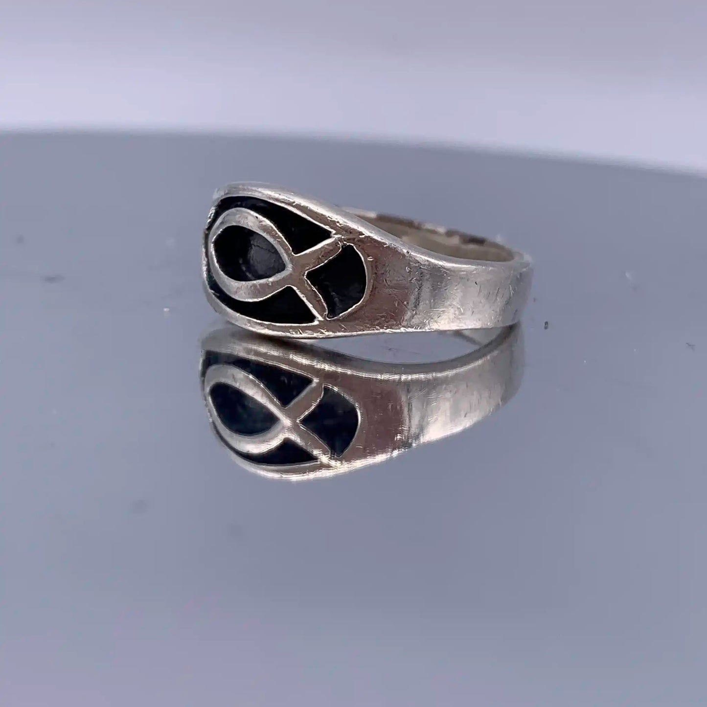 Vintage Sterling-Silver Christian Fish Ring - Hand-Me-Diamonds