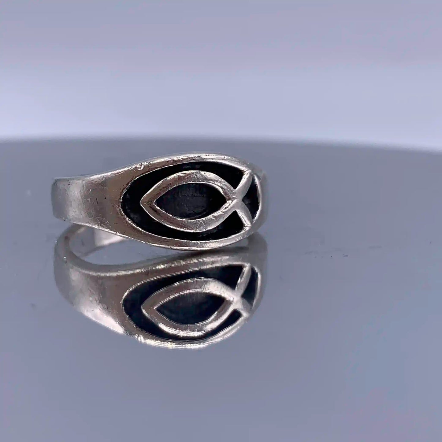 Vintage Sterling-Silver Christian Fish Ring - Hand-Me-Diamonds