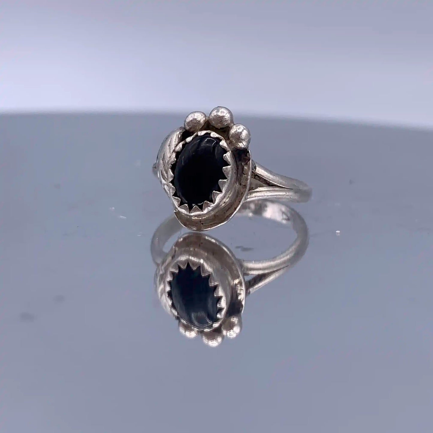 Vintage Sterling-Silver Onyx Ring - Hand-Me-Diamonds