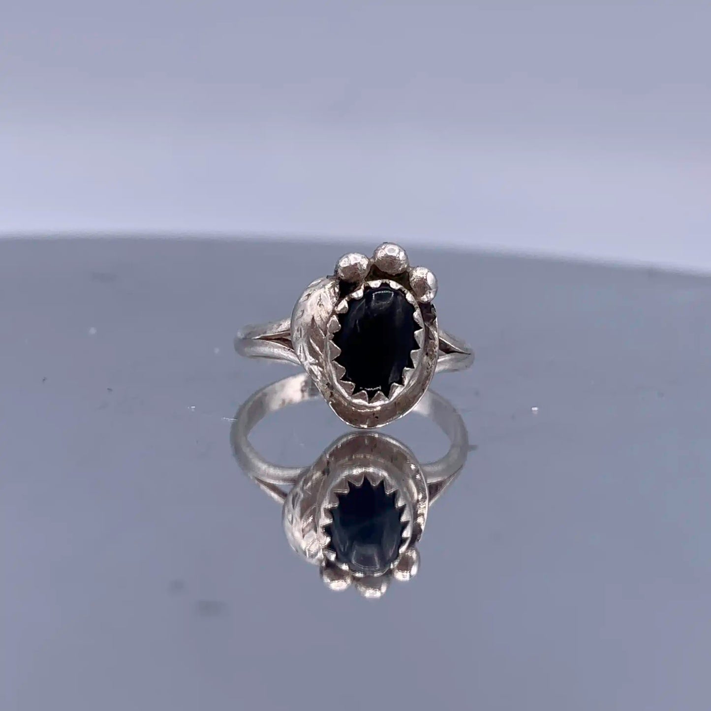 Vintage Sterling-Silver Onyx Ring - Hand-Me-Diamonds