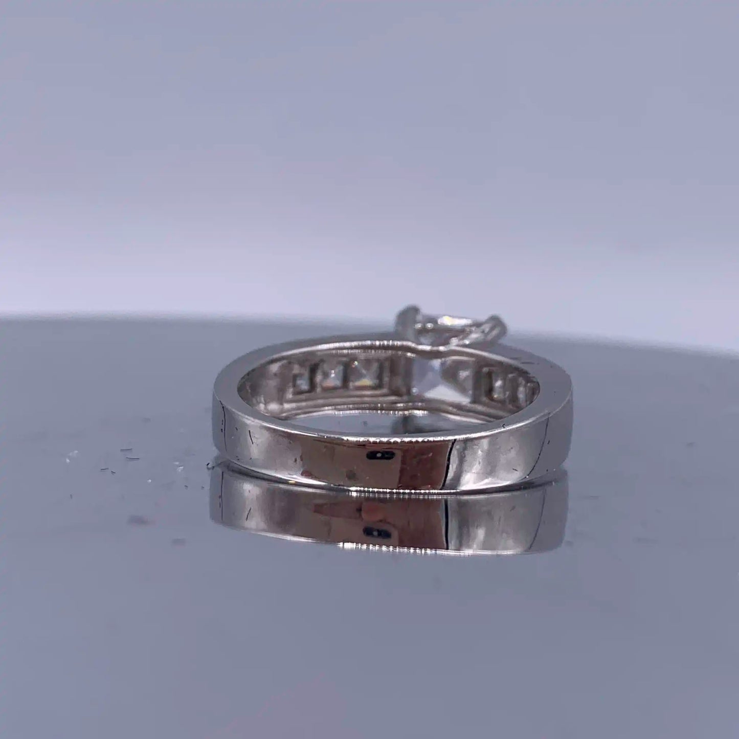 Vintage Sterling-Silver Princess Cut Cubic Zirconia Engagement Ring - Hand-Me-Diamonds