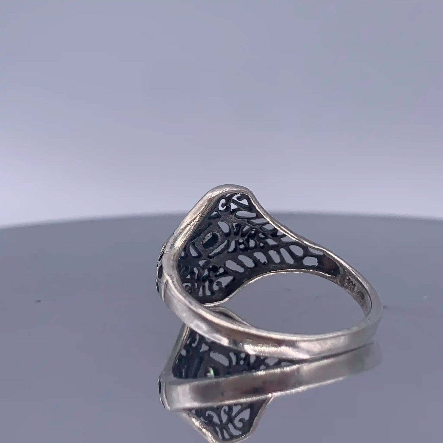 Vintage Sterling Silver-Open-Work Ring - Hand-Me-Diamonds