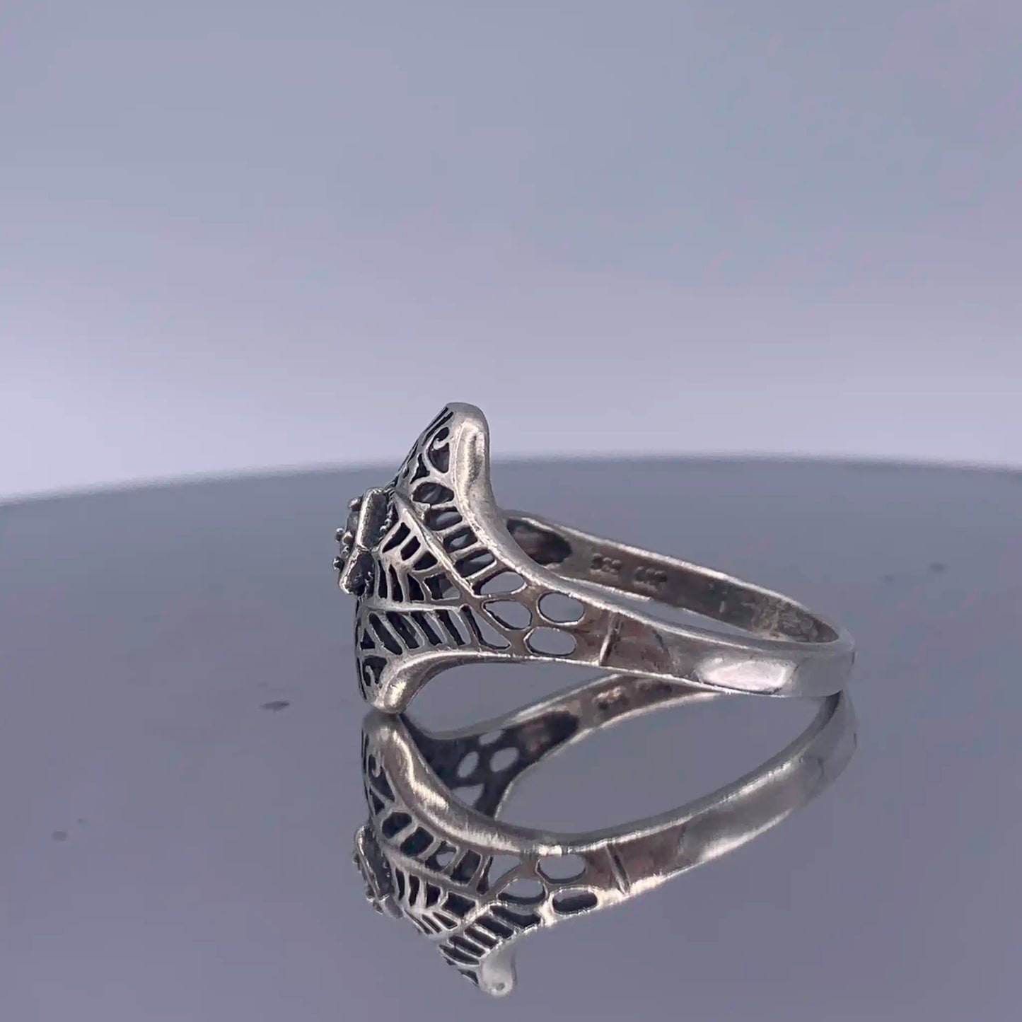 Vintage Sterling Silver-Open-Work Ring - Hand-Me-Diamonds