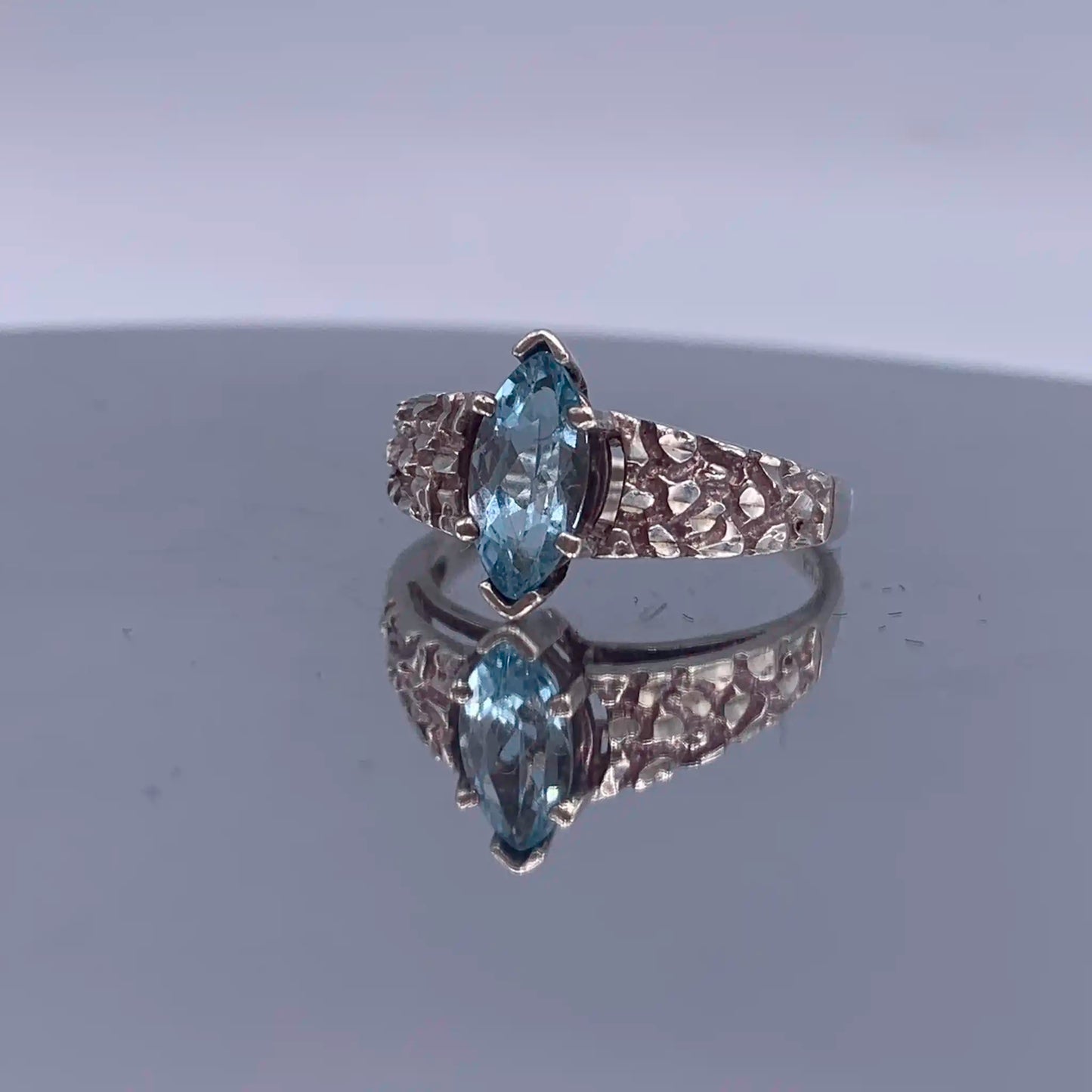Vintage Swiss-Blue Topaz Sterling Silver Ring - Hand-Me-Diamonds