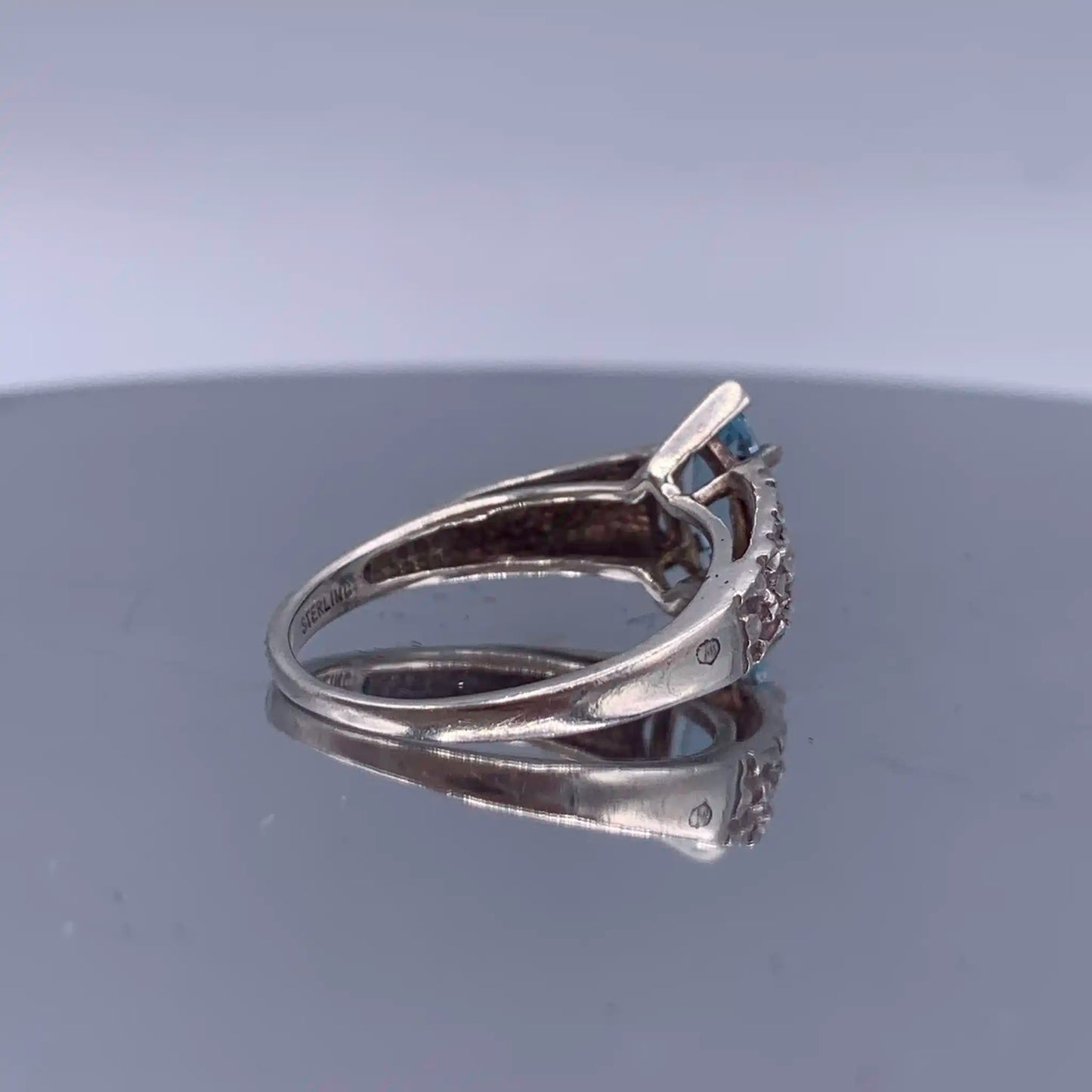Vintage Swiss-Blue Topaz Sterling Silver Ring - Hand-Me-Diamonds