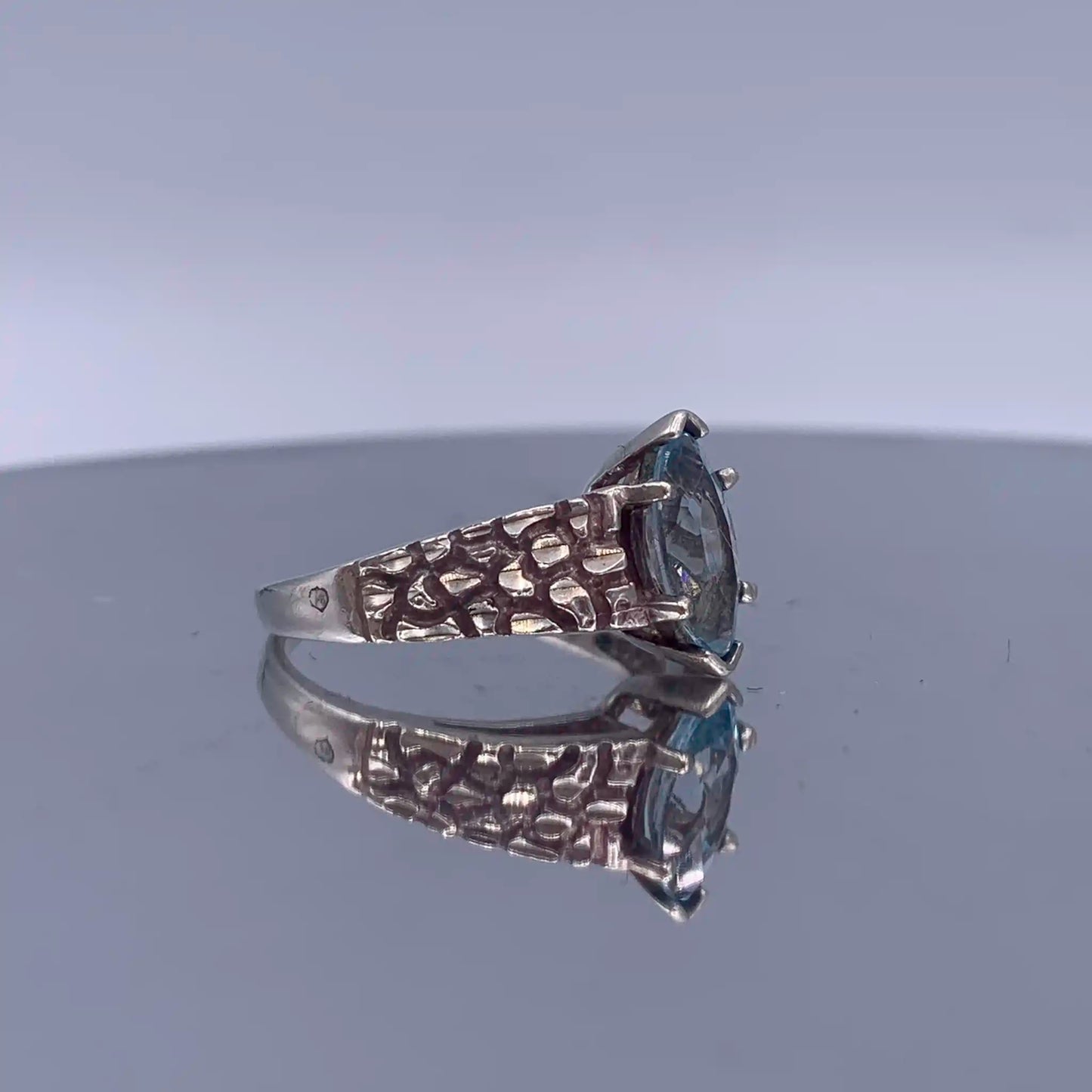 Vintage Swiss-Blue Topaz Sterling Silver Ring - Hand-Me-Diamonds