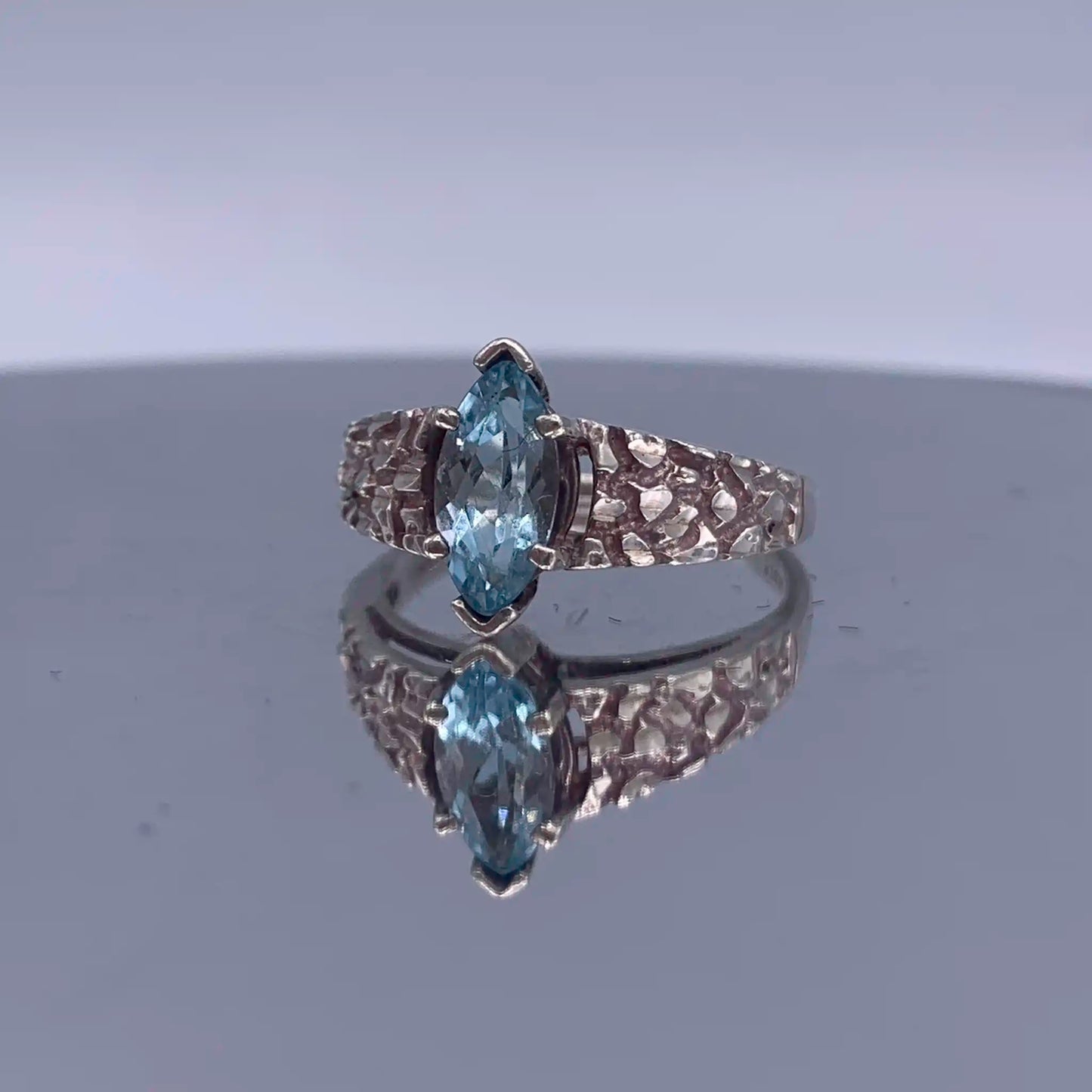 Vintage Swiss-Blue Topaz Sterling Silver Ring - Hand-Me-Diamonds