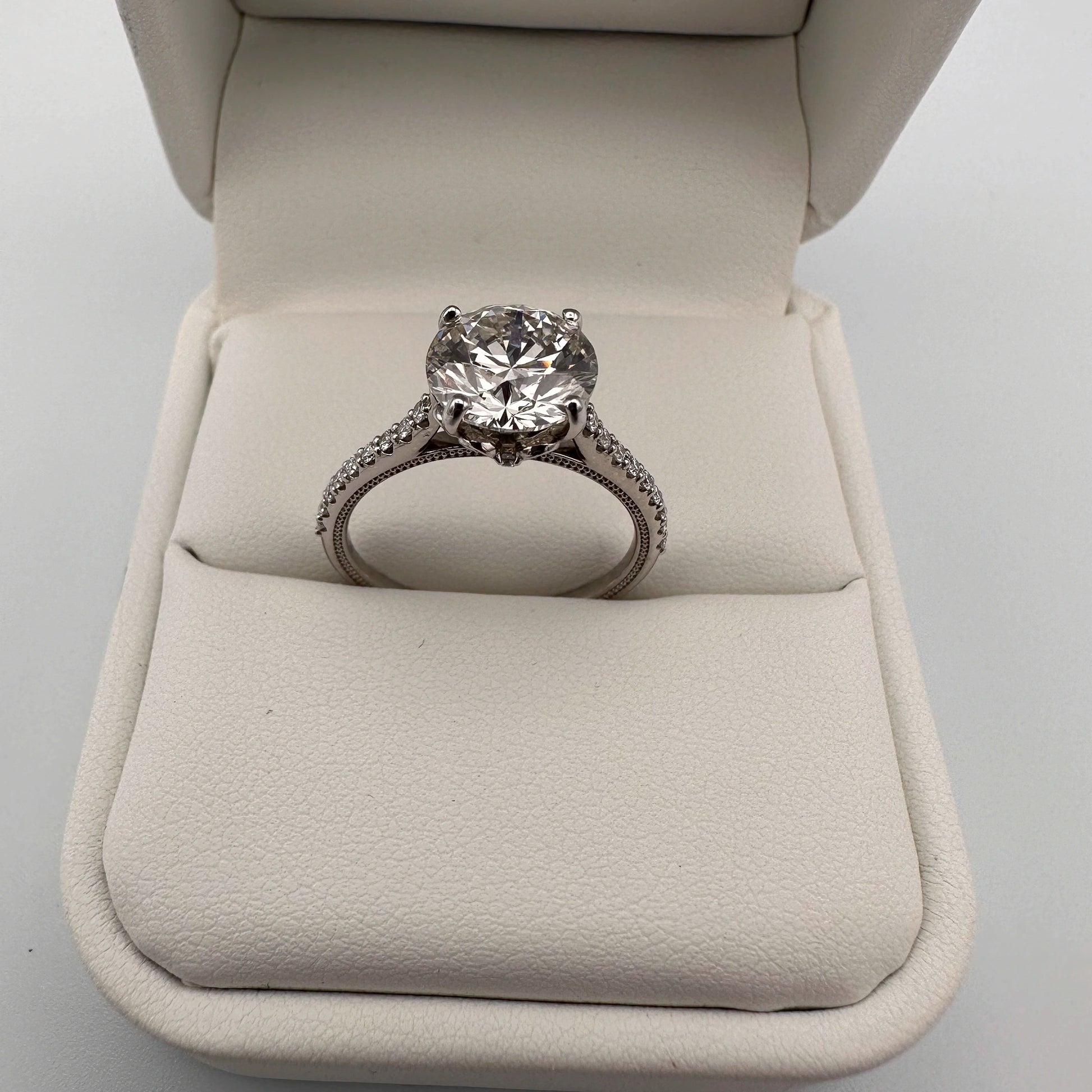 14K White Gold Cushion Modified 2.6 TCW Diamond Engagement Ring IGI LG516260545 - Hand-Me-Diamonds