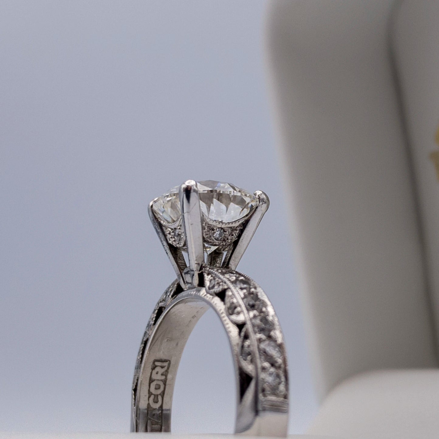 Round 2.67ct Center F VS1 18K White Gold Rhodium-plated Size 6 Engagement Ring IGI LG589305268