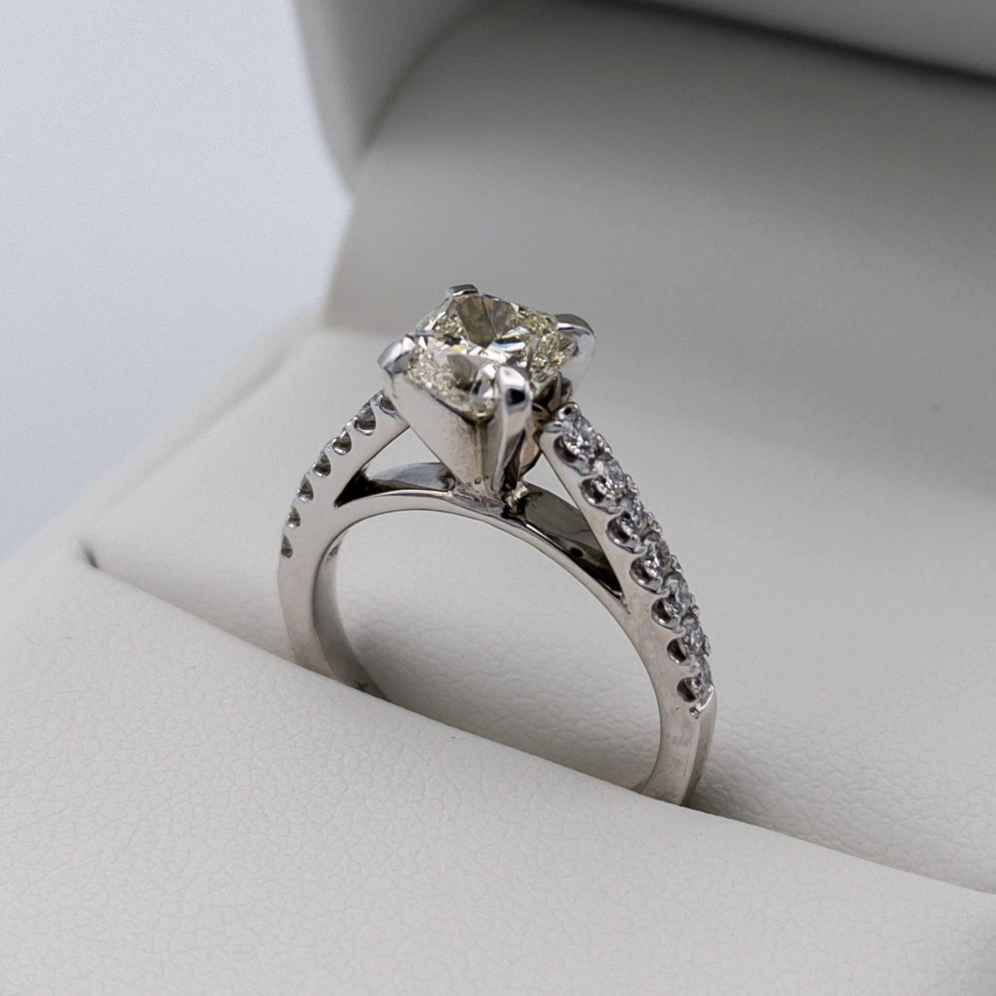 Platinum Modified Cushion 1.27TCW Diamond Engagement Ring