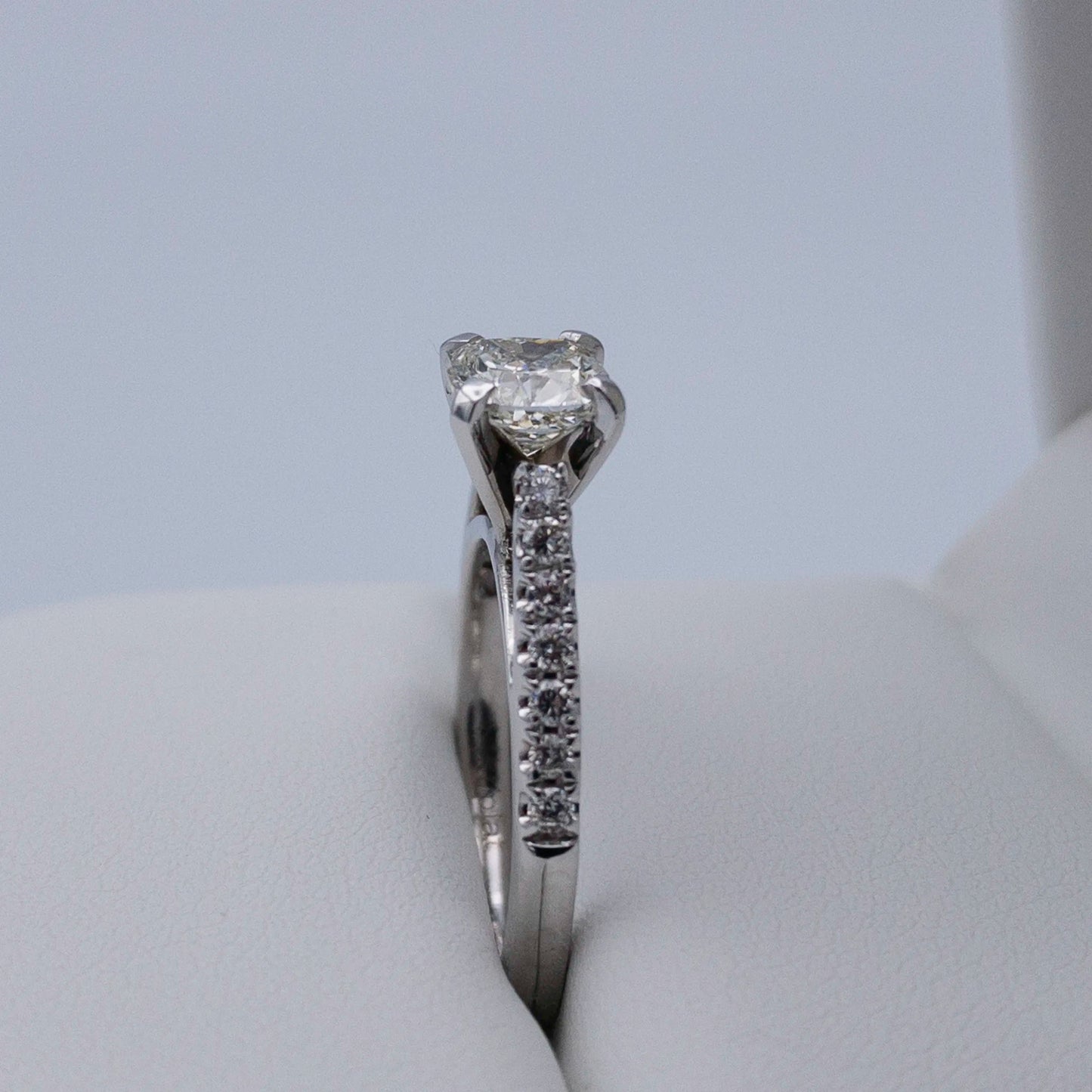 Platinum Modified Cushion 1.27TCW Diamond Engagement Ring