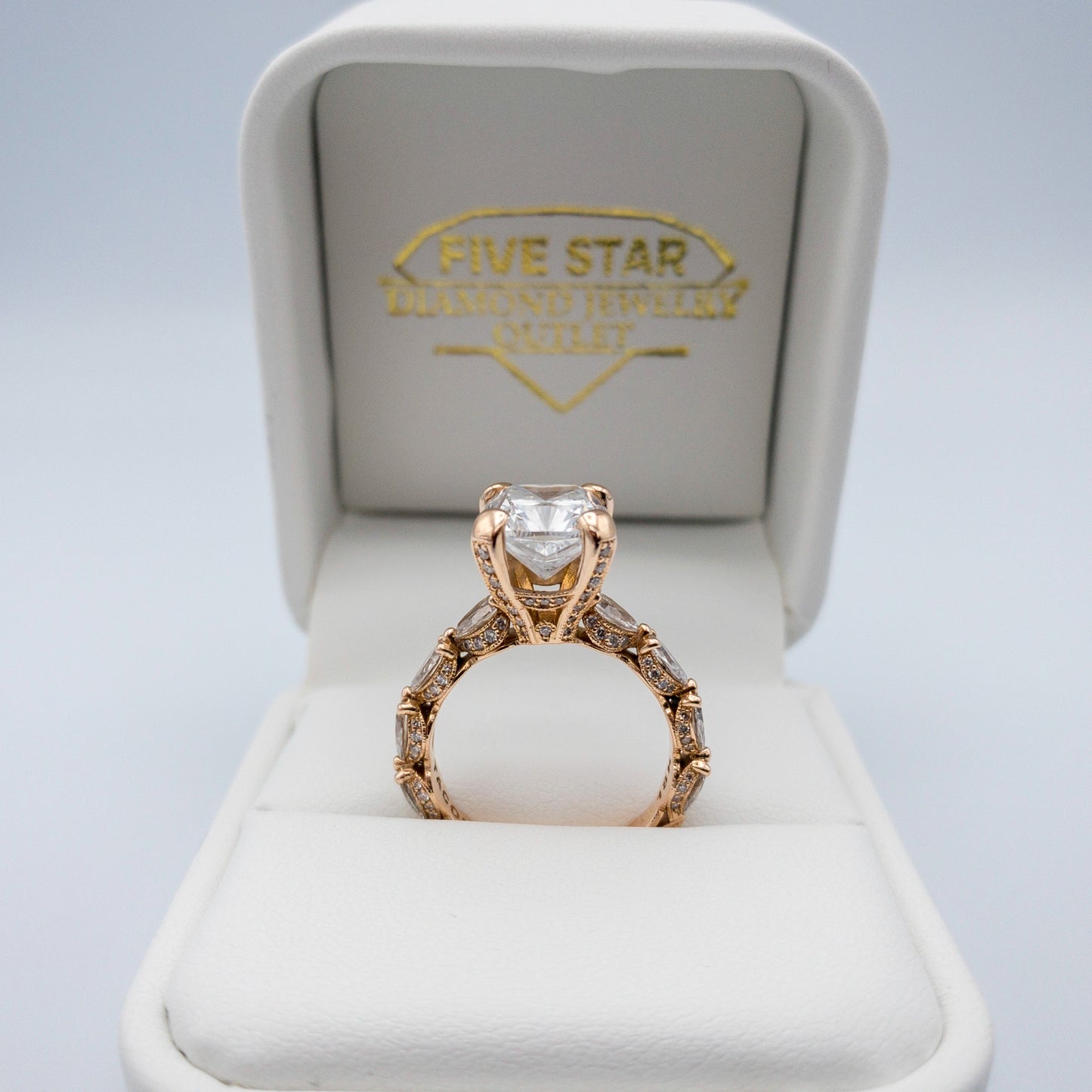 Tacori RoyalT 18k Rose Gold 5.79 TCW Diamond Semi-Mount Engagement Ring IGI LG553221874 - Hand-Me-Diamonds