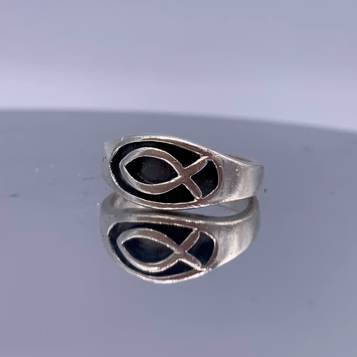 Vintage Sterling-Silver Christian Fish Ring - Hand-Me-Diamonds