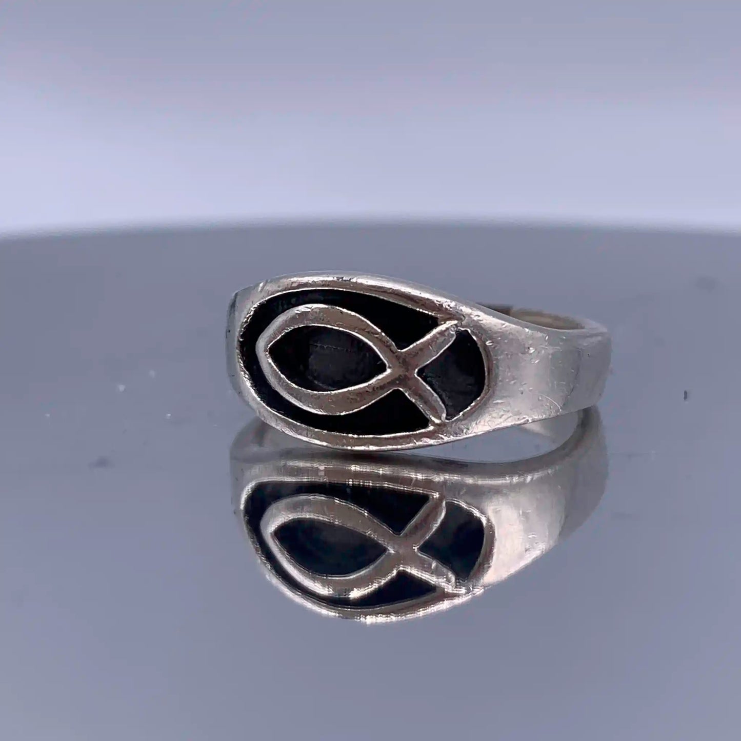 Vintage Sterling-Silver Christian Fish Ring - Hand-Me-Diamonds