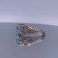 Vintage Open-Work-Sterling Silver Swiss Blue Topaz Ring - Hand-Me-Diamonds