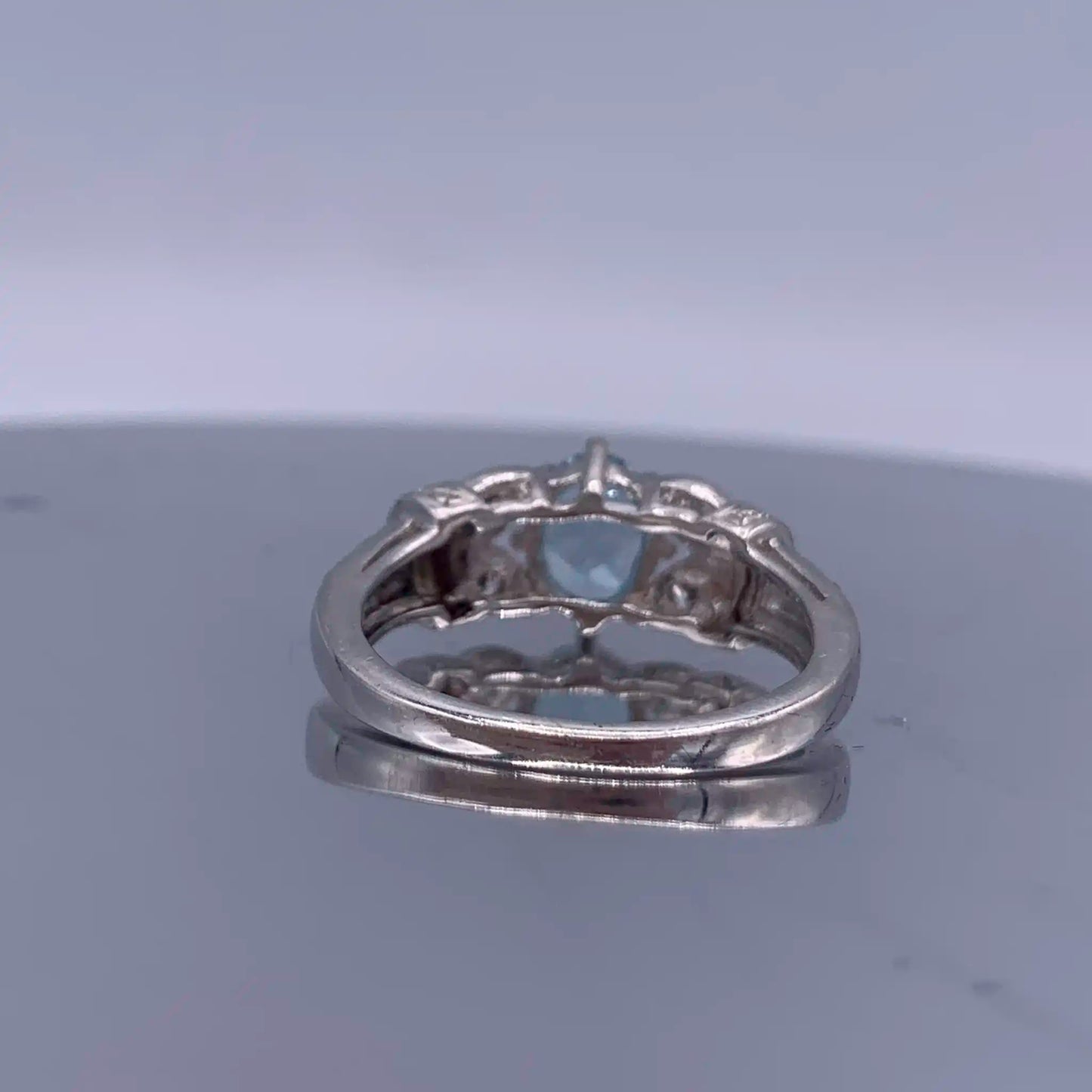 Vintage Open-Work-Sterling Silver Swiss Blue Topaz Ring - Hand-Me-Diamonds