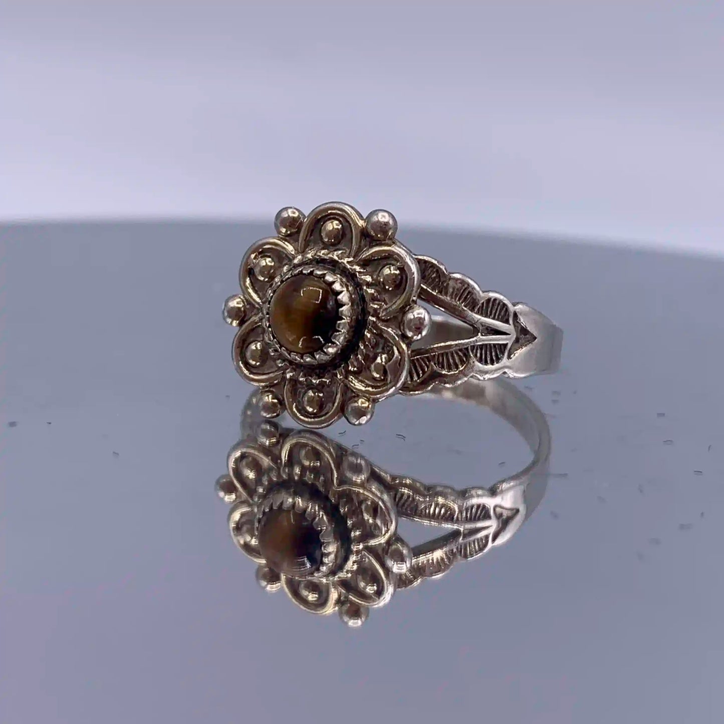 Vintage Sterling-Silver Tiger's Eye Ring - Hand-Me-Diamonds