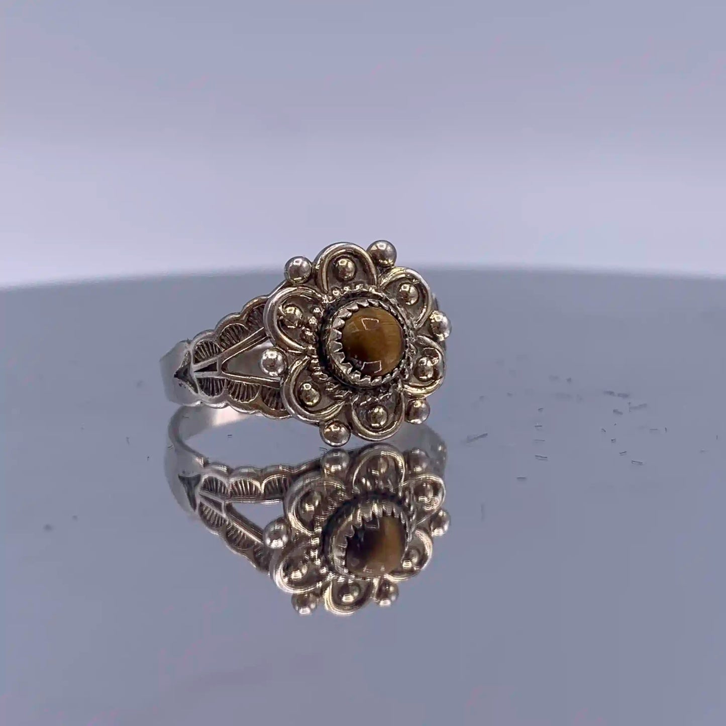 Vintage Sterling-Silver Tiger's Eye Ring - Hand-Me-Diamonds