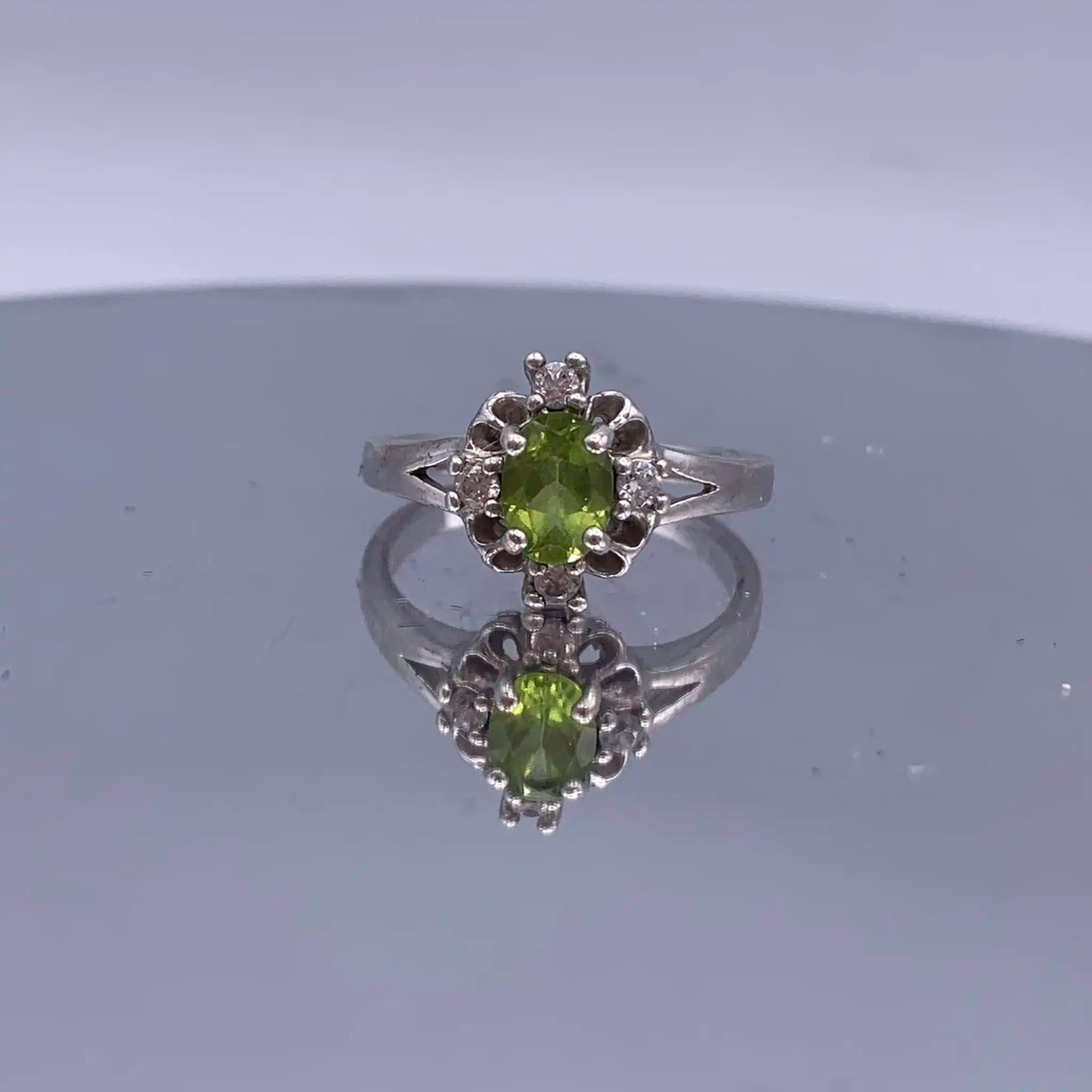 Vintage Sterling-Silver Peridot Ring Size 4.5 - Hand-Me-Diamonds