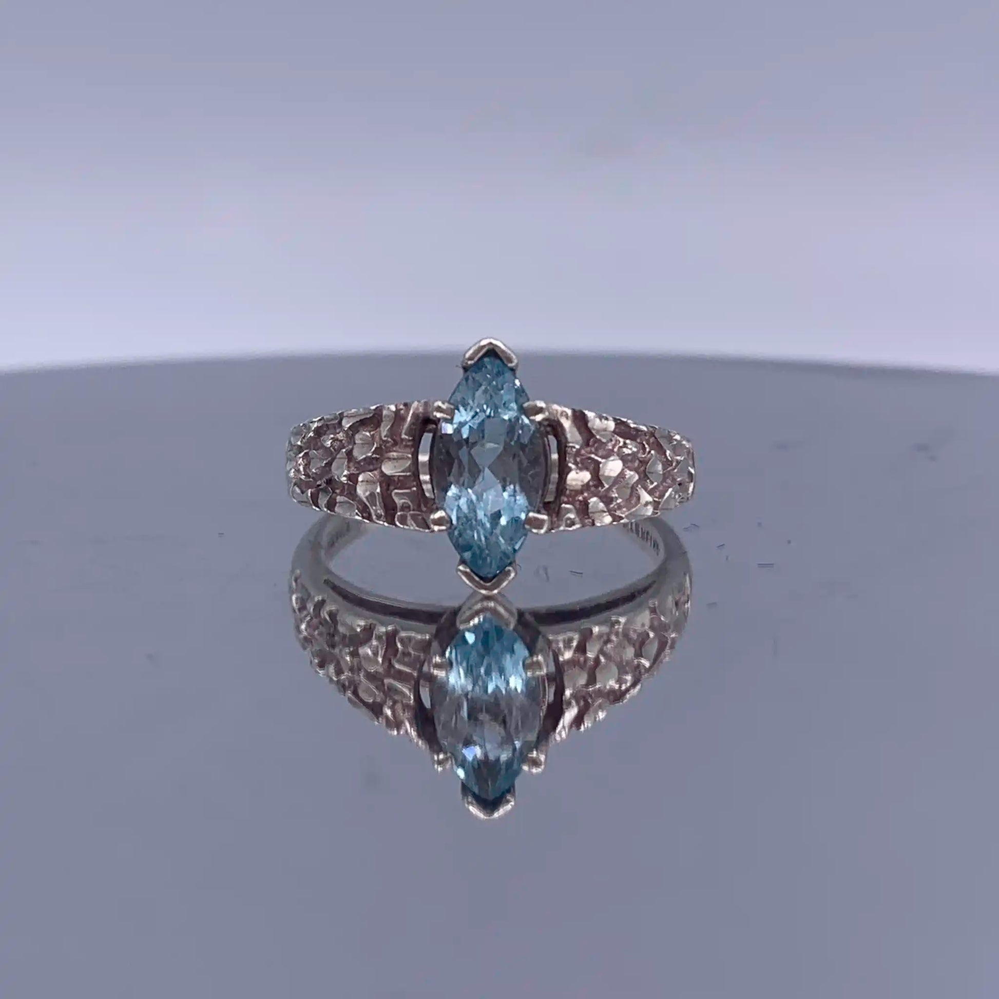 Vintage Swiss-Blue Topaz Sterling Silver Ring - Hand-Me-Diamonds