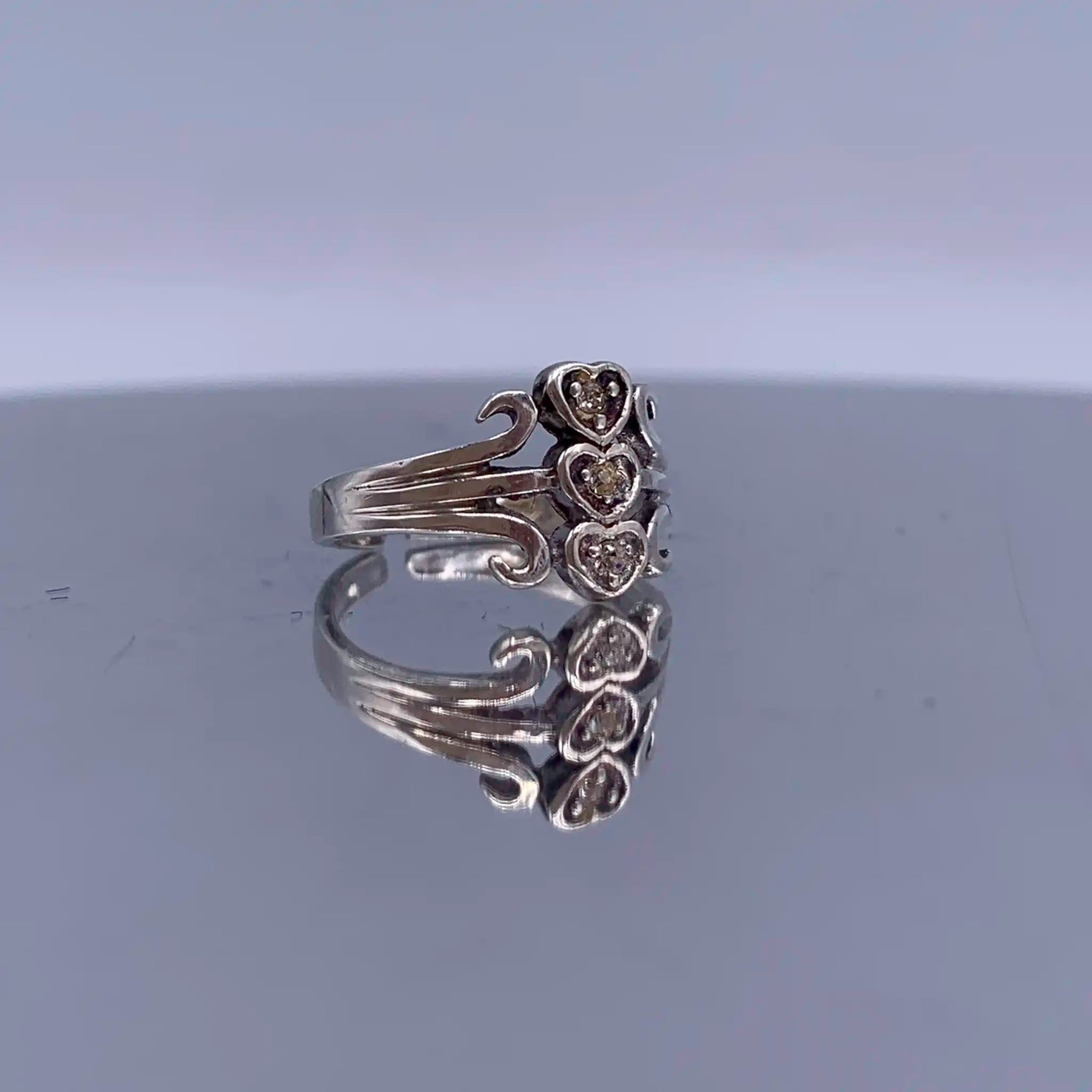 Vintage Sterling-Silver Heart Ring Size 1.75 - Hand-Me-Diamonds