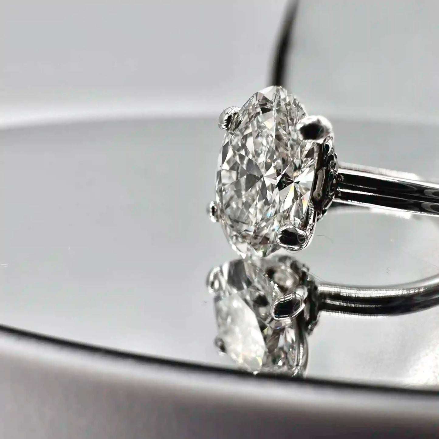 14k Hidden Halo-2.16ctw Oval Lab Diamond Engagement Ring - IGI 2.06ct Center - Hand-Me-Diamonds